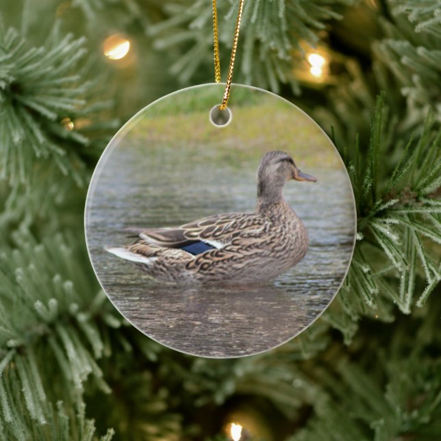 Mallard Duck in Puddle  Ceramic Tree Decoration (Tree)