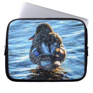 Mallard Duck in Winter River - Wildlife Photo Laptop Sleeve