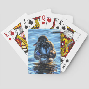 Mallard Duck in Winter River - Wildlife Photo Playing Cards