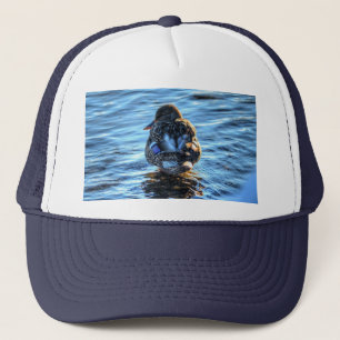 Mallard Duck in Winter River - Wildlife Photo Trucker Hat