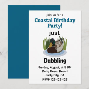 Mallard Duck Just Dabbling Coastal Birthday Party Invitation