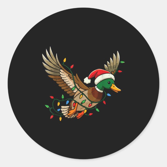 Mallard Duck Light Christmas Hunting Pajama Toddle Classic Round Sticker (Front)