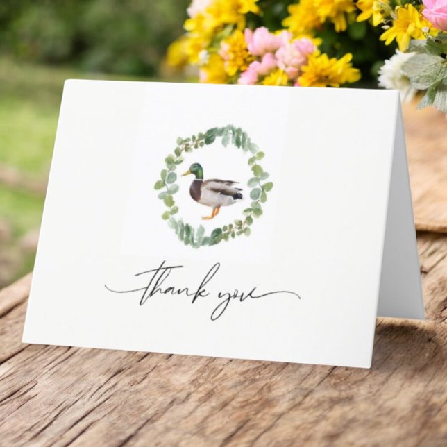 Mallard Duck Little Duckling Baby Shower Folded Thank You Card (Creator Uploaded)