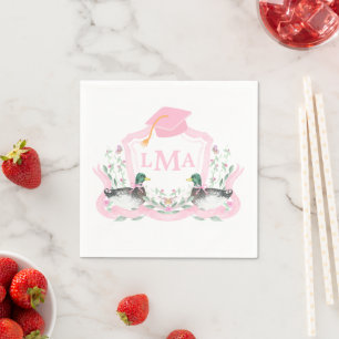 Mallard Duck Monogram Graduation Crest Napkin