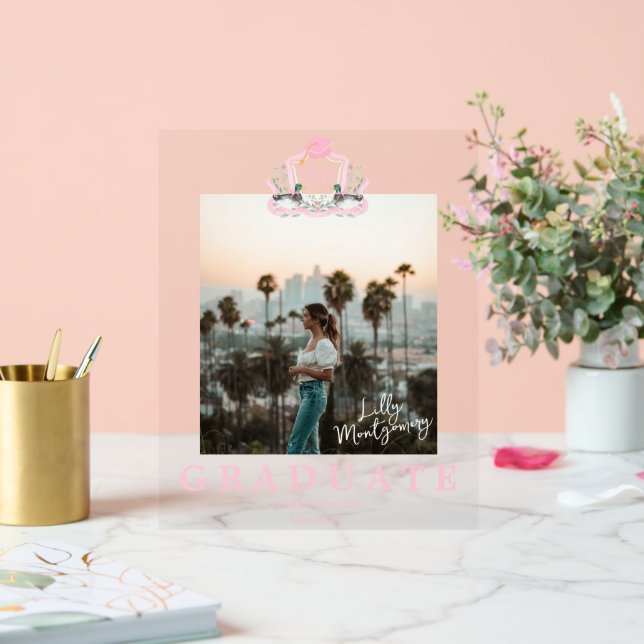 Mallard Duck Monogram Graduation Photo Acrylic Sign (Wedding)