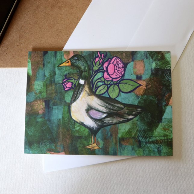 Mallard Duck Nature Lovers Ducks Artwork Pink      Card (Creator Uploaded)