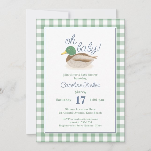 Mallard Duck OH BABY Country Hunting Baby Shower Invitation (Front)