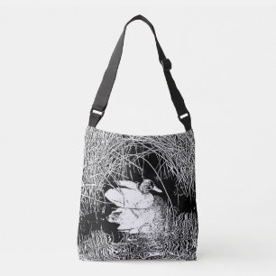 Mallard Duck on Lake Black and White Water Bird Crossbody Bag