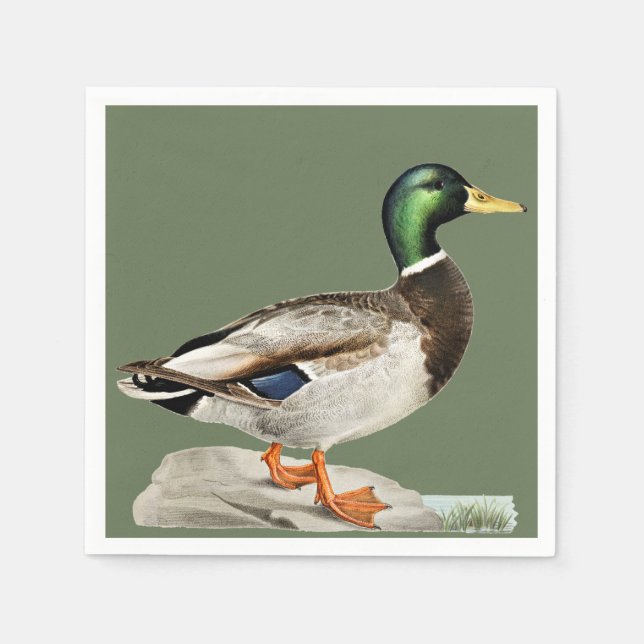 Mallard Duck Painting for Hunters and Outdoorsmen Napkin (Front)