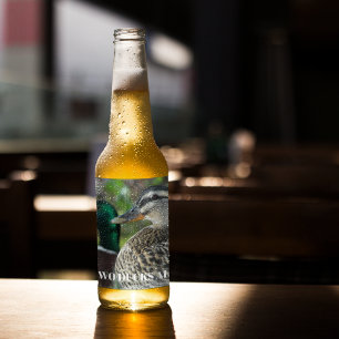 Mallard Duck Pair Photo Personalised Beer Bottle Label