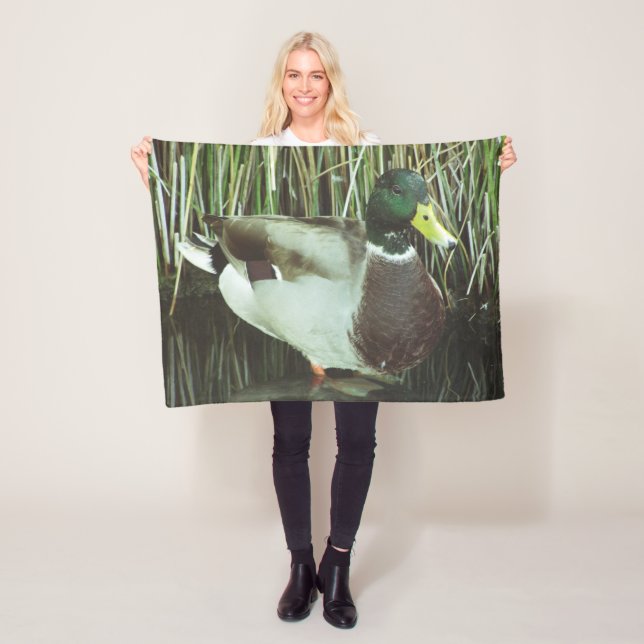 Mallard Duck Photo Waterfowl Male Bird Fleece Blanket (In Situ)