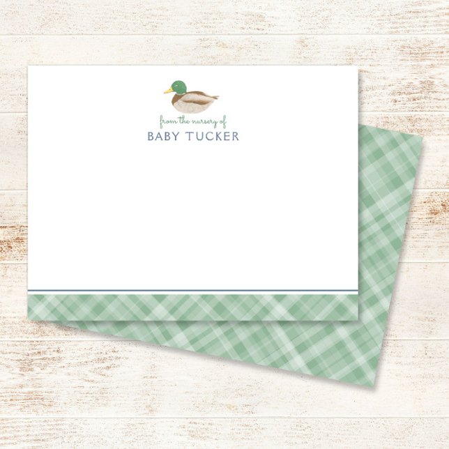 Mallard Duck Preppy New Baby Boy Stationery Card (Creator Uploaded)