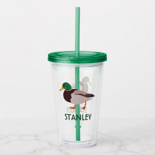 Mallard Duck Realistic Illustration Personalised Acrylic Tumbler
