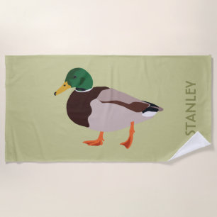 Mallard Duck Realistic Illustration Personalised Beach Towel