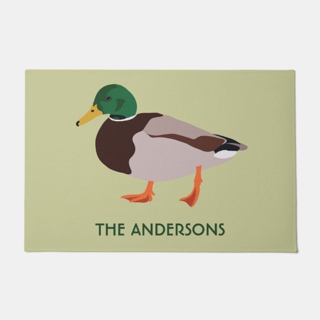 Mallard Duck Realistic Illustration Personalised Doormat (Front)