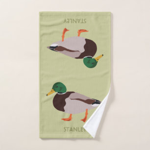 Mallard Duck Realistic Illustration Personalised Hand Towel
