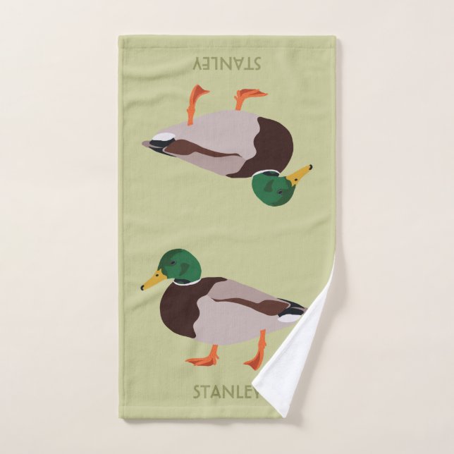 Mallard Duck Realistic Illustration Personalised Hand Towel (Hand Towel)