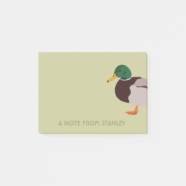 Mallard Duck Realistic Illustration Personalised Post-it Notes (Front)