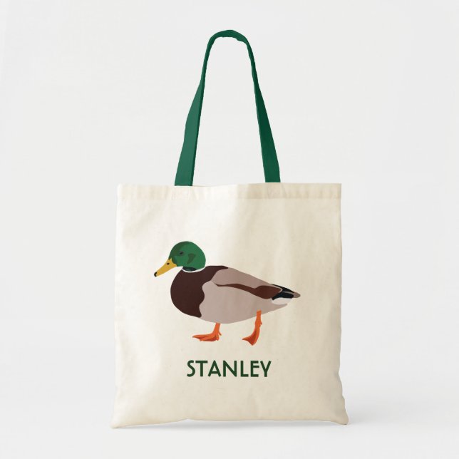 Mallard Duck Realistic Illustration Personalised Tote Bag (Front)