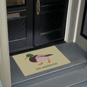 Mallard Duck Realistic Illustration Personalized Doormat