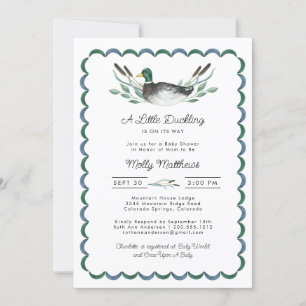 Mallard Duck Watercolor Baby Shower Invitation