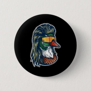 Mallard Duck With Mullet And Gles 6 Cm Round Badge
