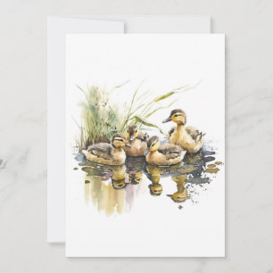 Mallard Ducklings In Watercolors Holiday Card