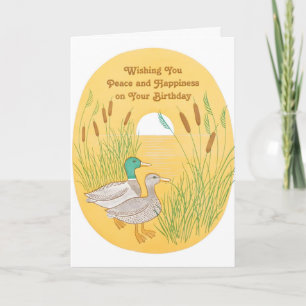 Mallard Ducks Birthday Letterpress Card