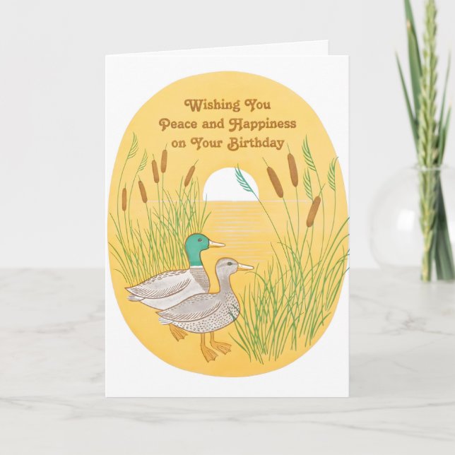 Mallard Ducks Birthday Letterpress Card (Front)