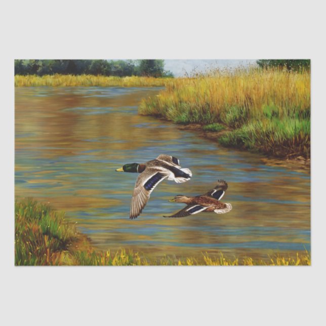 Mallard Ducks Flying Birds Tissue Paper (Front)