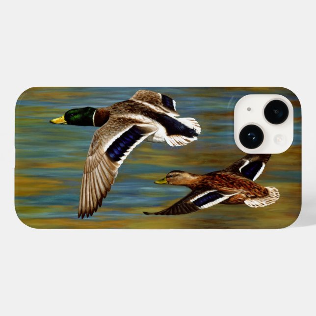 Mallard Ducks Flying Over Pond Case-Mate iPhone Case (Back (Horizontal))