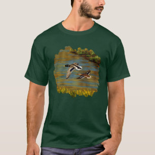 Mallard Ducks Flying Over Pond T-Shirt