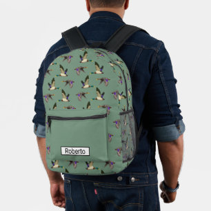 Mallard ducks in flight  printed backpack