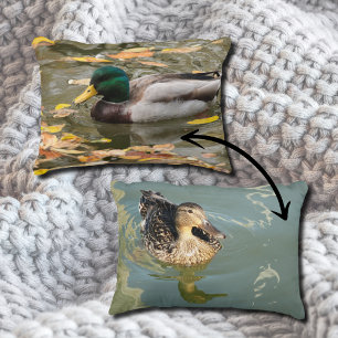 Mallard Ducks in the Water in Fall Scenic Decorative Cushion