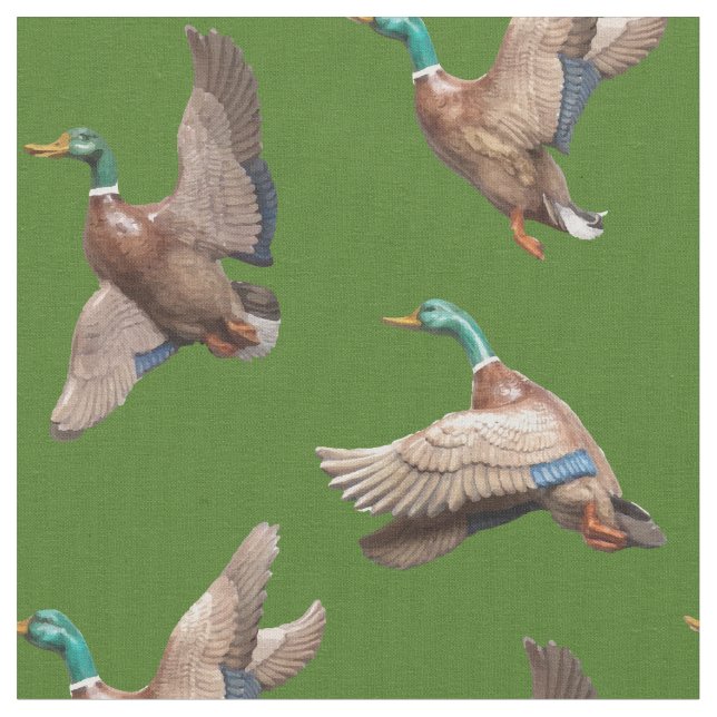 Mallard Ducks Lake House Country Fabric (Close Up)