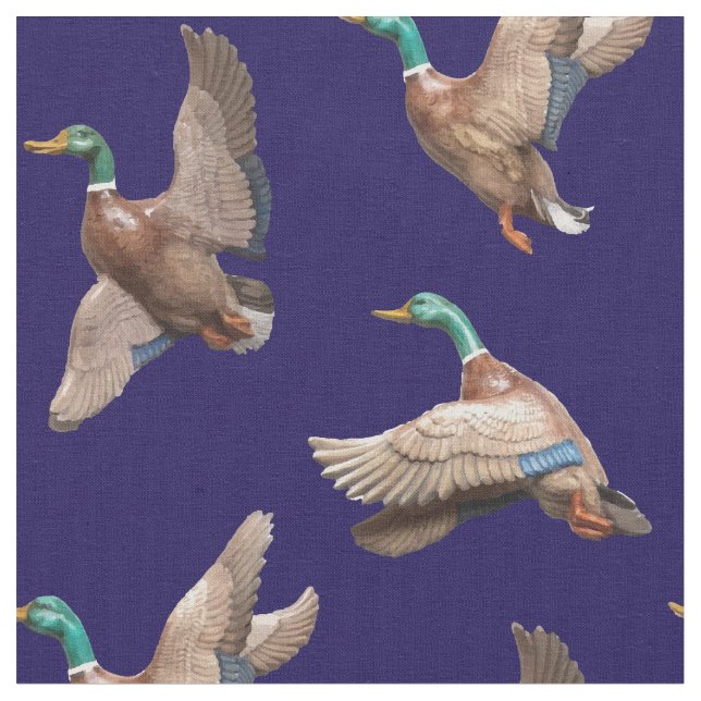 Mallard Ducks Lake House Country Fabric (Close Up)
