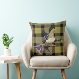 Mallard Ducks On Plaid Cushion