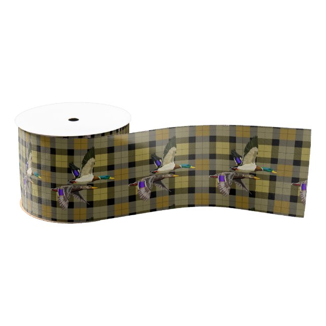 Mallard Ducks On Plaid Grosgrain Ribbon (Spool)