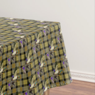 Mallard Ducks On Plaid Tablecloth