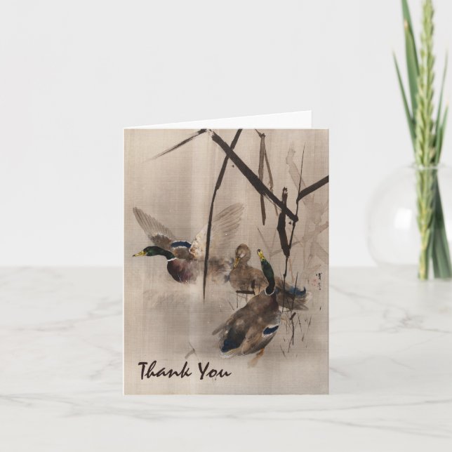 Mallard Ducks Thank You Card Blank Inside (Front)