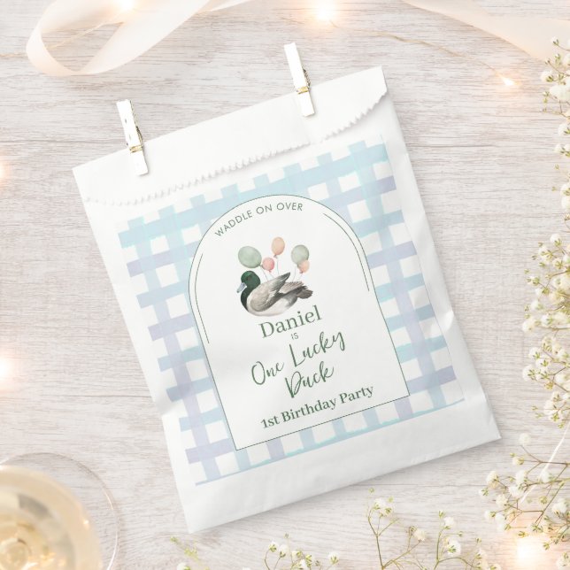 Mallard Lucky Duck 1st Birthday Favour Bags (Clipped)