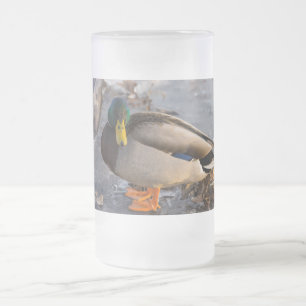 Mallard On Ice Frosted Glass Beer Mug