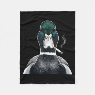 Mallard smoking cigarette meme funny mallard duck fleece blanket