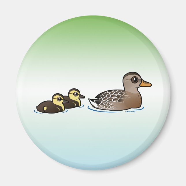 Mallard & two ducklings magnet (Front)
