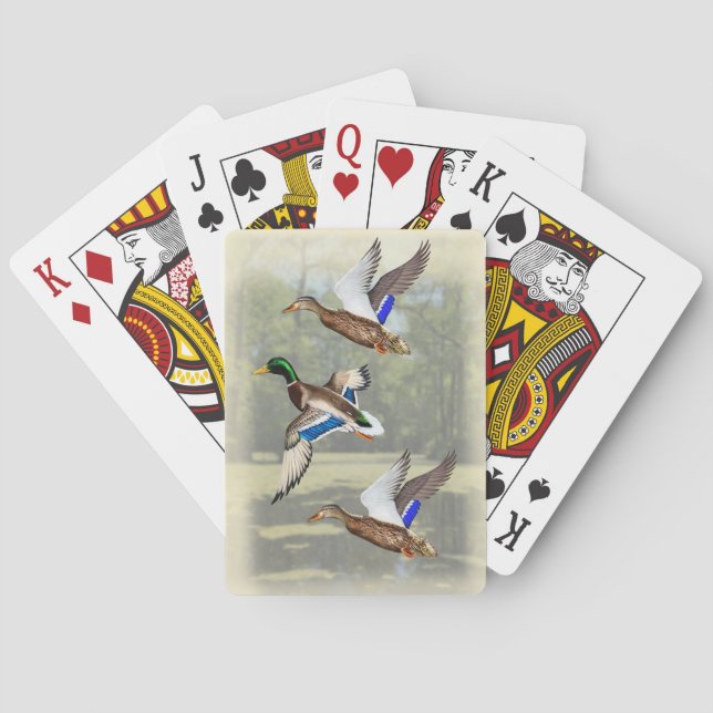 Mallards Flying Through Swamp Playing Cards (Back)