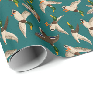 Mallards Gift Wrap Teal