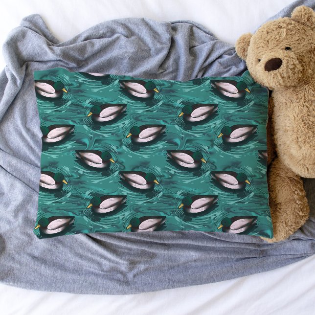 Mallards Swimming in the Water Pattern Pillowcase (Mallards in the water pillowcase)