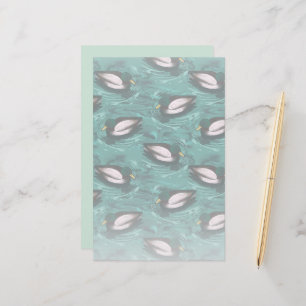 Mallards Swimming in the Water Pattern Stationery