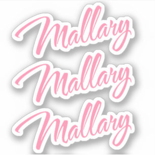 Mallary name pink cursive x3