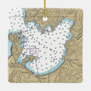 Malletts Bay VT Nautical Chart Ceramic Ornament